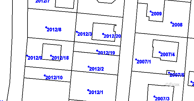 Parcela st. 2012/19 v KÚ České Budějovice 6, Katastrální mapa