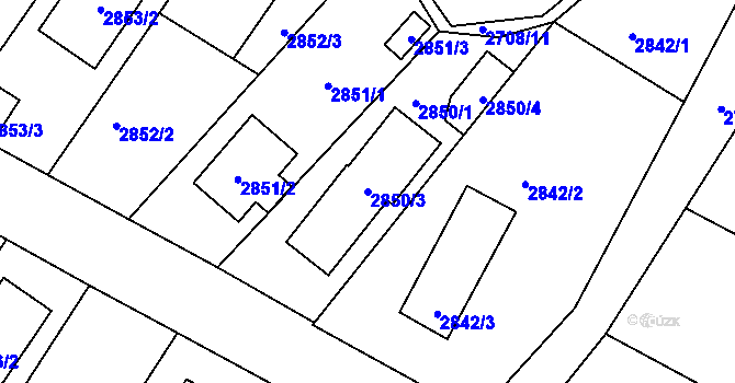 Parcela st. 2850/3 v KÚ České Budějovice 6, Katastrální mapa