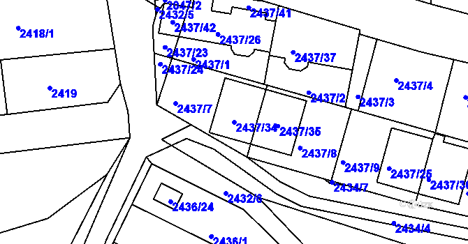 Parcela st. 2437/34 v KÚ České Budějovice 6, Katastrální mapa