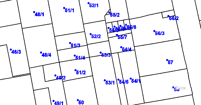 Parcela st. 53/3 v KÚ České Budějovice 6, Katastrální mapa