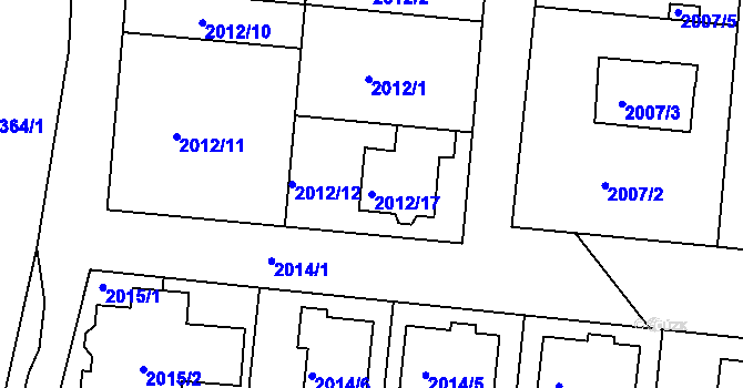 Parcela st. 2012/17 v KÚ České Budějovice 6, Katastrální mapa