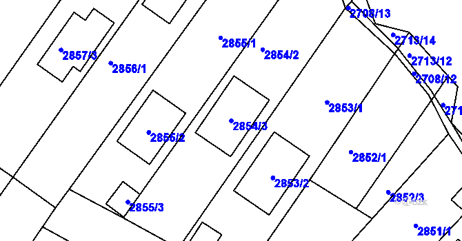 Parcela st. 2854/3 v KÚ České Budějovice 6, Katastrální mapa