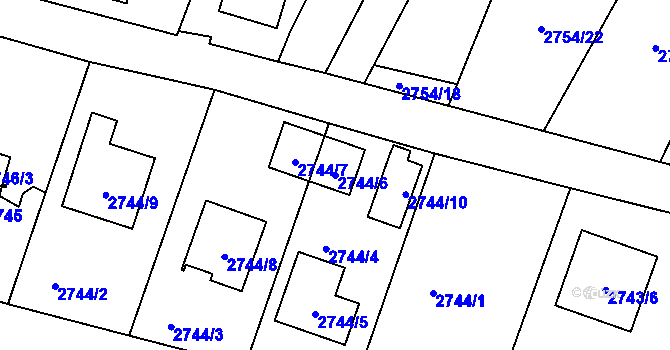 Parcela st. 2744/6 v KÚ České Budějovice 6, Katastrální mapa