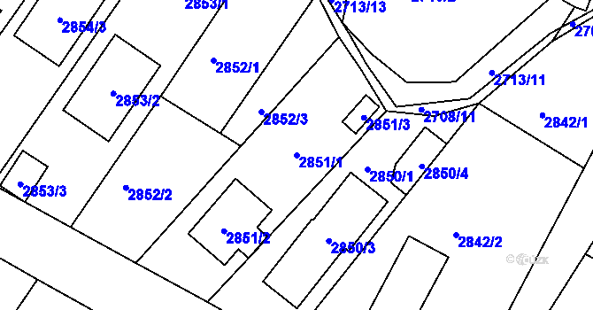 Parcela st. 2851/1 v KÚ České Budějovice 6, Katastrální mapa