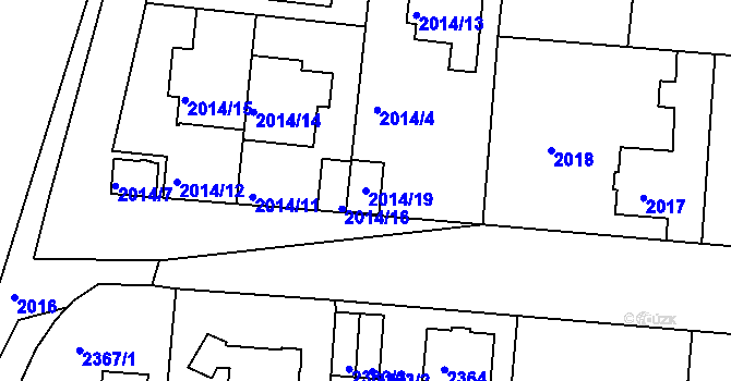 Parcela st. 2014/19 v KÚ České Budějovice 6, Katastrální mapa