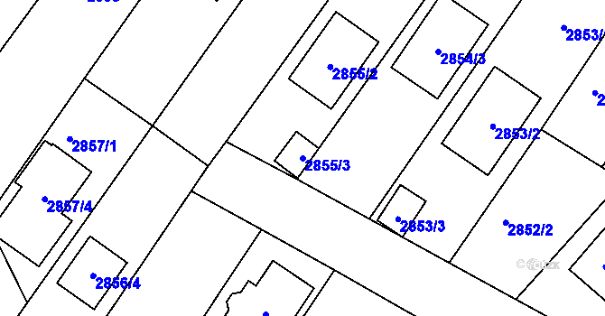 Parcela st. 2855/3 v KÚ České Budějovice 6, Katastrální mapa