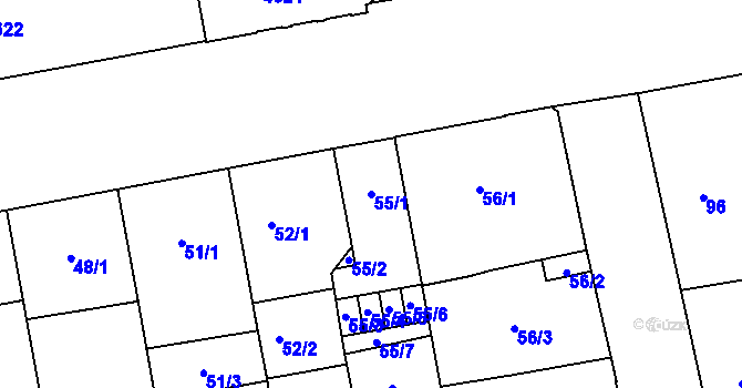 Parcela st. 55/1 v KÚ České Budějovice 6, Katastrální mapa