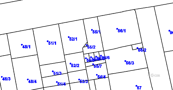 Parcela st. 55/2 v KÚ České Budějovice 6, Katastrální mapa