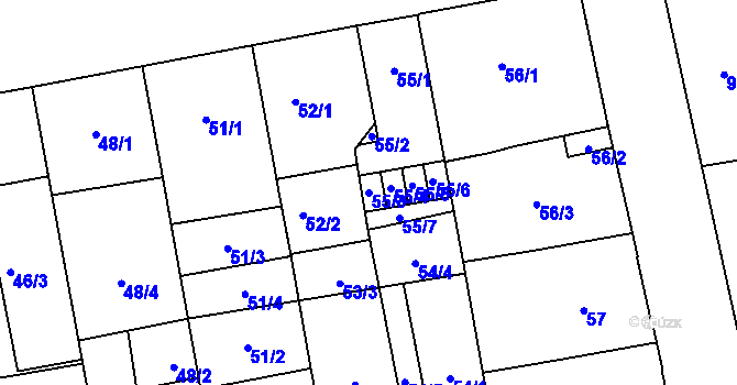 Parcela st. 55/3 v KÚ České Budějovice 6, Katastrální mapa