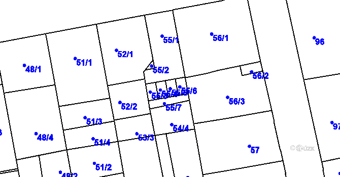 Parcela st. 55/5 v KÚ České Budějovice 6, Katastrální mapa