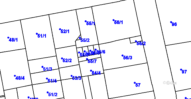 Parcela st. 55/6 v KÚ České Budějovice 6, Katastrální mapa