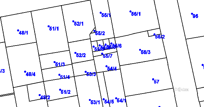 Parcela st. 55/7 v KÚ České Budějovice 6, Katastrální mapa