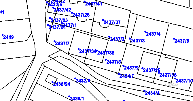 Parcela st. 2437/35 v KÚ České Budějovice 6, Katastrální mapa