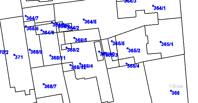 Parcela st. 368/10 v KÚ České Budějovice 6, Katastrální mapa