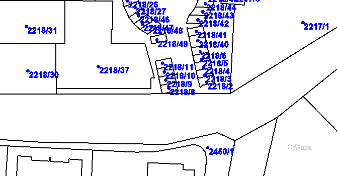 Parcela st. 2218/8 v KÚ České Budějovice 6, Katastrální mapa