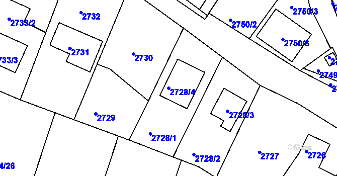 Parcela st. 2728/4 v KÚ České Budějovice 6, Katastrální mapa