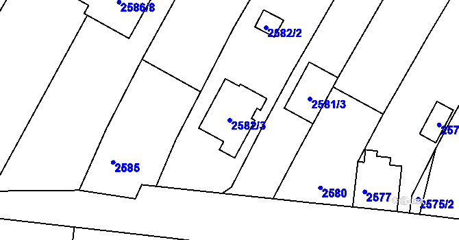 Parcela st. 2582/3 v KÚ České Budějovice 6, Katastrální mapa