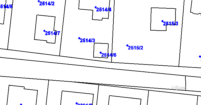 Parcela st. 2514/6 v KÚ České Budějovice 6, Katastrální mapa