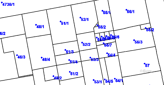Parcela st. 52/2 v KÚ České Budějovice 6, Katastrální mapa