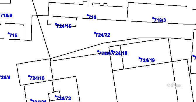 Parcela st. 724/67 v KÚ České Budějovice 6, Katastrální mapa