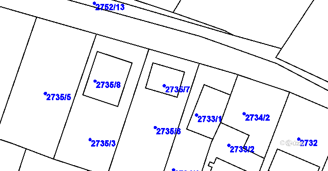 Parcela st. 2735/7 v KÚ České Budějovice 6, Katastrální mapa
