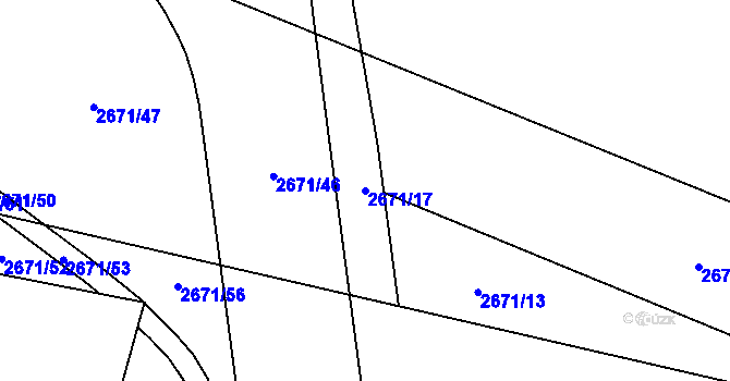 Parcela st. 2671/17 v KÚ České Budějovice 6, Katastrální mapa