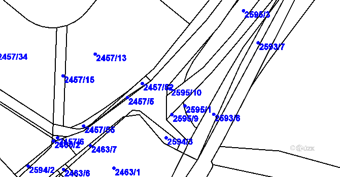Parcela st. 2595/10 v KÚ České Budějovice 6, Katastrální mapa