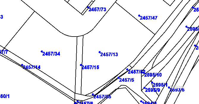 Parcela st. 2457/13 v KÚ České Budějovice 6, Katastrální mapa