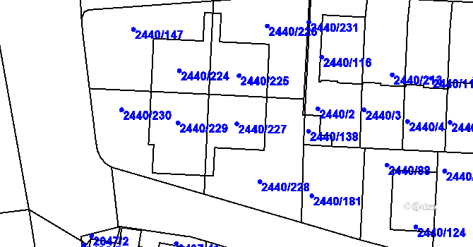 Parcela st. 2440/227 v KÚ České Budějovice 6, Katastrální mapa