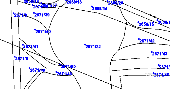 Parcela st. 2671/22 v KÚ České Budějovice 6, Katastrální mapa