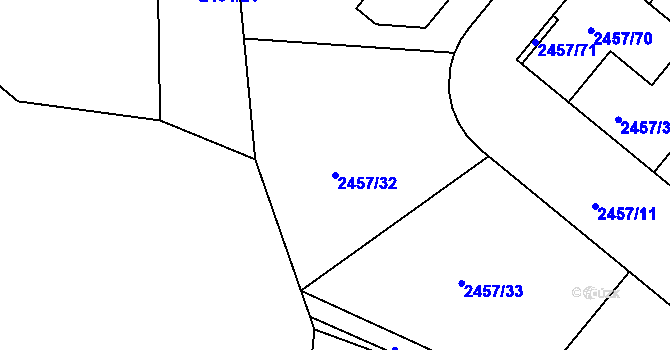 Parcela st. 2457/32 v KÚ České Budějovice 6, Katastrální mapa