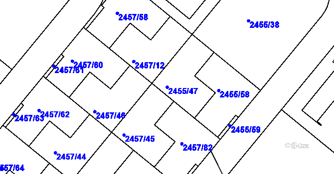 Parcela st. 2455/47 v KÚ České Budějovice 6, Katastrální mapa