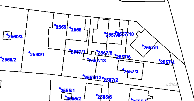 Parcela st. 2557/5 v KÚ České Budějovice 6, Katastrální mapa
