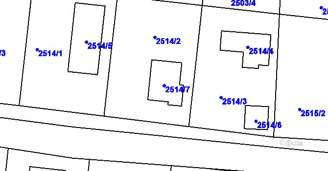 Parcela st. 2514/7 v KÚ České Budějovice 6, Katastrální mapa