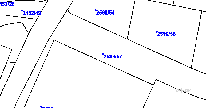 Parcela st. 2599/57 v KÚ České Budějovice 6, Katastrální mapa