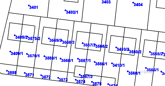 Parcela st. 3567/2 v KÚ České Budějovice 6, Katastrální mapa