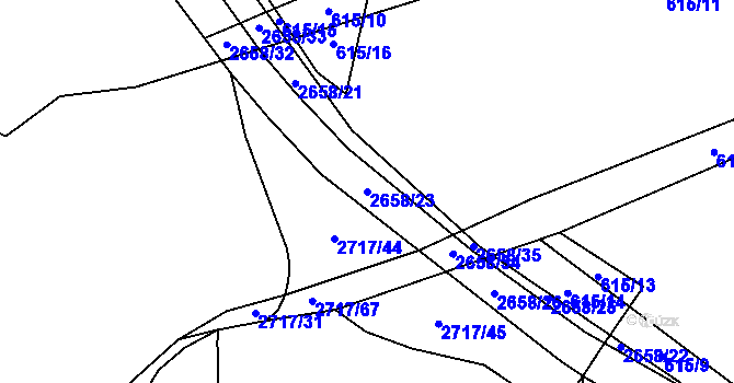 Parcela st. 2658/23 v KÚ České Budějovice 6, Katastrální mapa