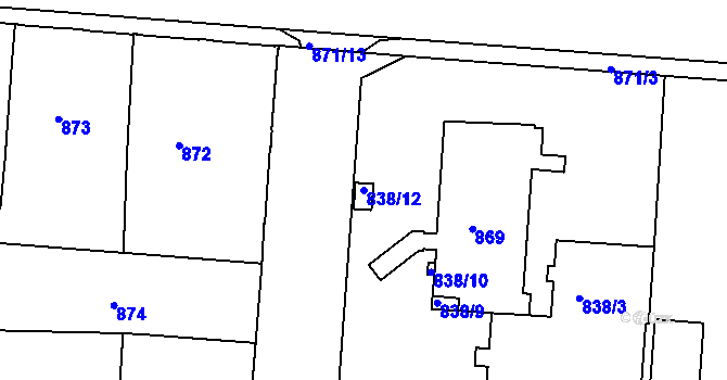 Parcela st. 838/12 v KÚ České Budějovice 6, Katastrální mapa