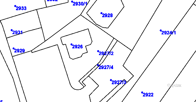 Parcela st. 2927/2 v KÚ České Budějovice 6, Katastrální mapa