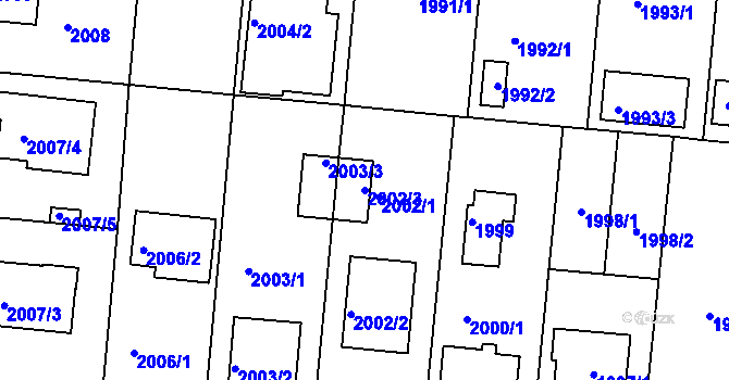 Parcela st. 2002/3 v KÚ České Budějovice 6, Katastrální mapa