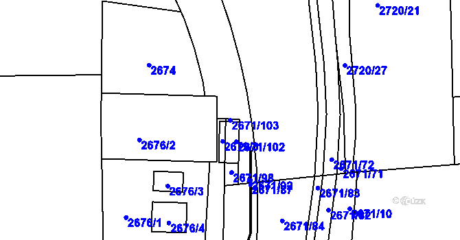 Parcela st. 2671/103 v KÚ České Budějovice 6, Katastrální mapa