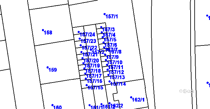 Parcela st. 157/9 v KÚ České Budějovice 6, Katastrální mapa