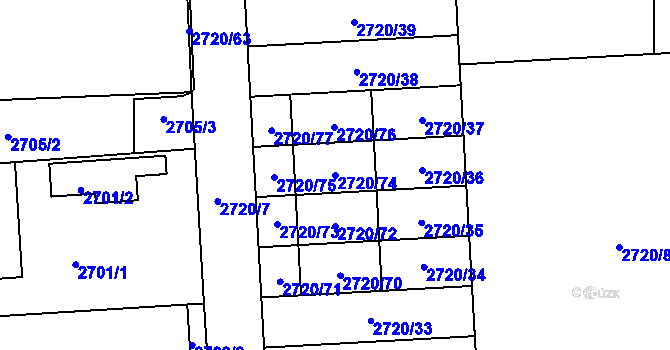 Parcela st. 2720/74 v KÚ České Budějovice 6, Katastrální mapa