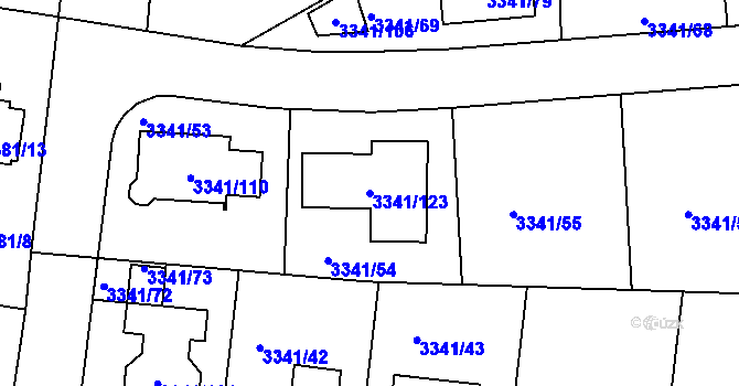 Parcela st. 3341/123 v KÚ České Budějovice 7, Katastrální mapa