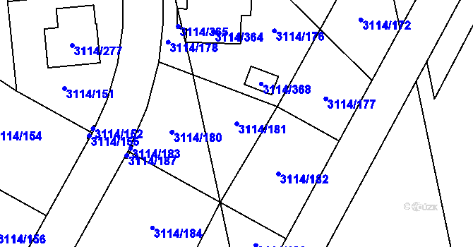 Parcela st. 3114/181 v KÚ České Budějovice 7, Katastrální mapa