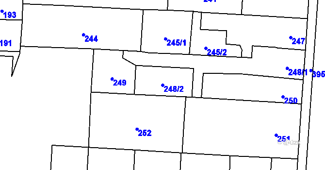 Parcela st. 248/2 v KÚ České Budějovice 7, Katastrální mapa