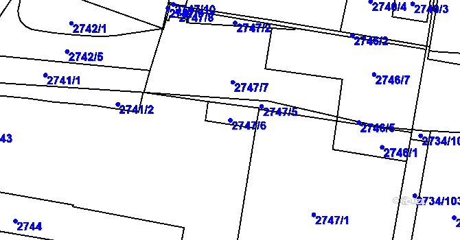 Parcela st. 2747/6 v KÚ České Budějovice 7, Katastrální mapa