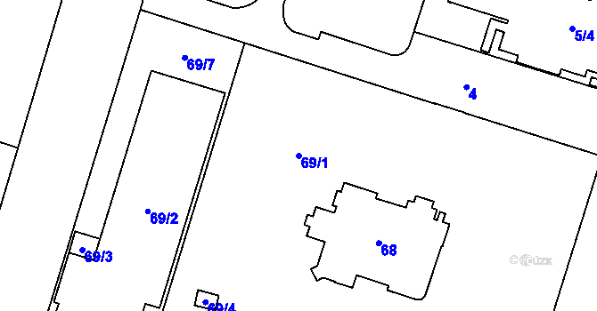 Parcela st. 69/1 v KÚ České Budějovice 7, Katastrální mapa