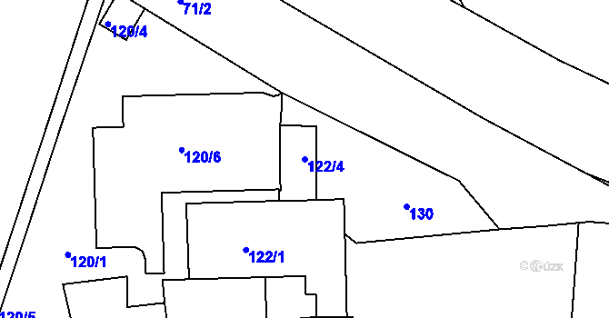 Parcela st. 122/4 v KÚ České Budějovice 7, Katastrální mapa