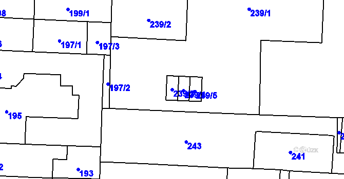 Parcela st. 239/3 v KÚ České Budějovice 7, Katastrální mapa